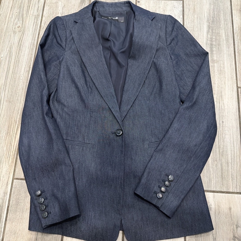 Womens‎ Ladies THE LIMITED Deep Navy  Chambray Blazer Jacket XS Great Condition!